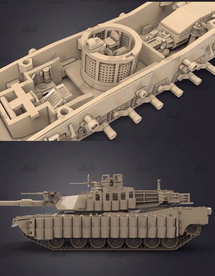 坦克模型 M1A2  (比例 1/35) 3D打印模型