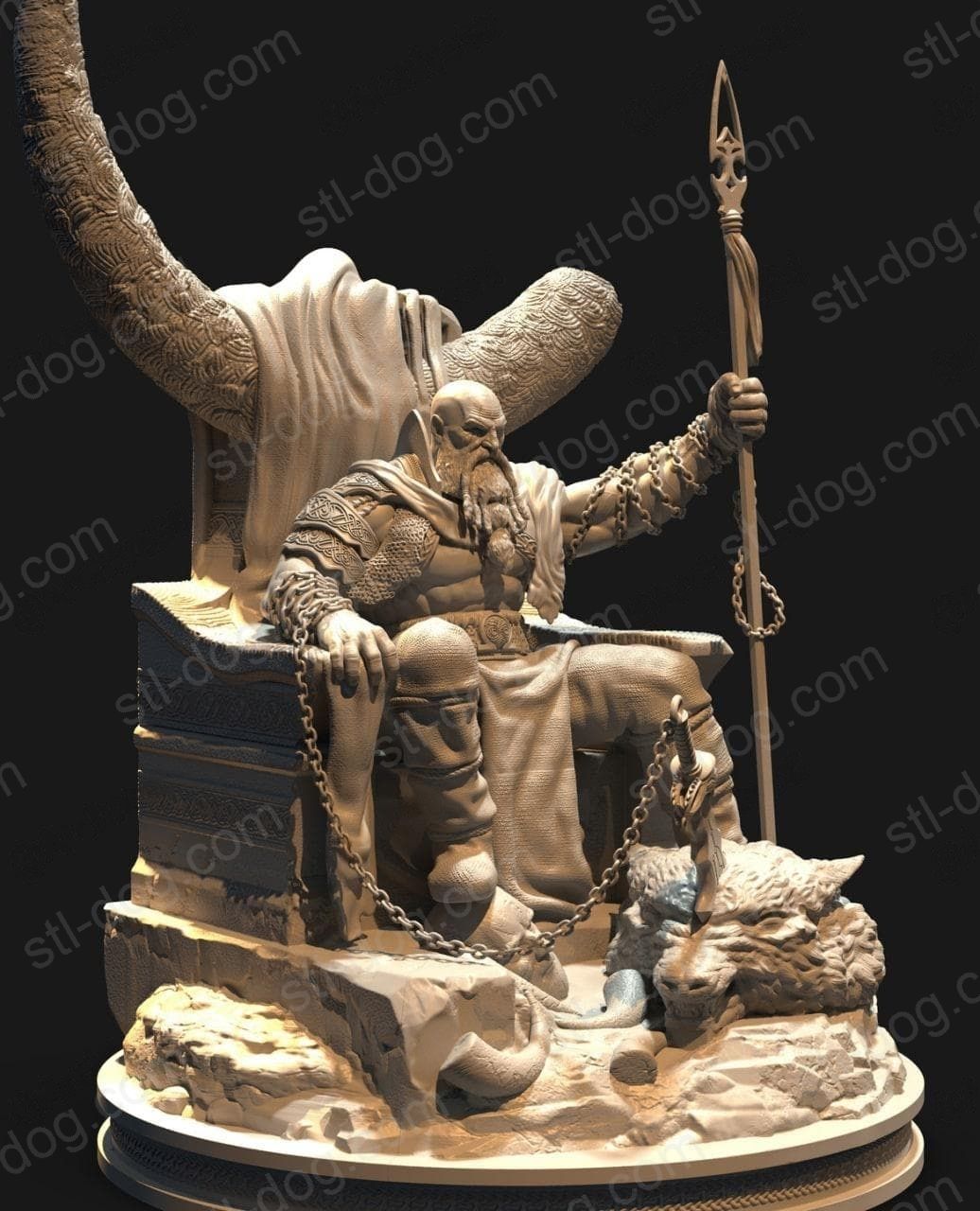 战神 王座上的奎爷(Kratos on Throne) 3D打印图纸