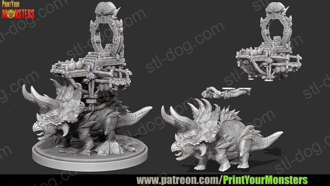 战锤 三角龙勇士(Stegadon Triceratops) 3D打印图纸