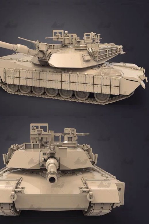 坦克模型 M1A2  (比例 1/35) 3D打印模型